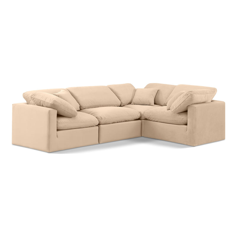 Indulge 105" Velvet Upholstered 4pc. Modular Sectional in Beige