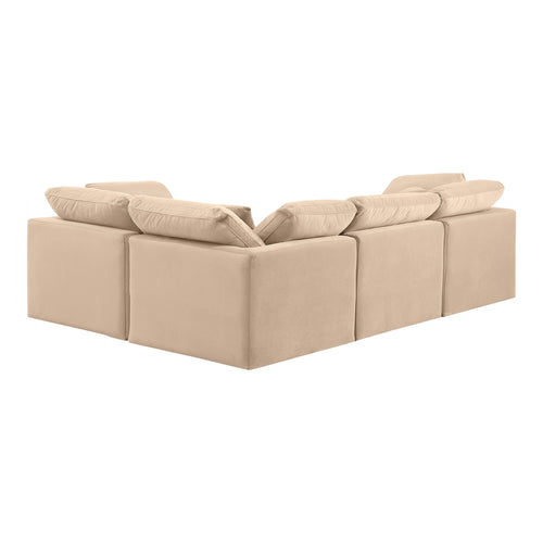 Indulge 105" Velvet Upholstered 4pc. Modular Sectional in Beige