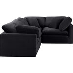 Indulge 105" Velvet Upholstered 4pc. Modular Sectional in Black