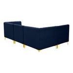Alina 91" Velvet Upholstered 4pc. Modular Sectional in Navy