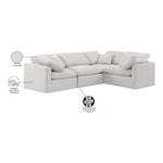 Indulge 105" Velvet Upholstered 4pc. Modular Sectional in Cream