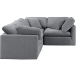 Indulge 105" Velvet Upholstered 4pc. Modular Sectional in Grey