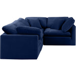 Indulge 105" Velvet Upholstered 4pc. Modular Sectional in Navy