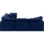 Indulge 105" Velvet Upholstered 4pc. Modular Sectional in Navy