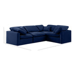 Indulge 105" Velvet Upholstered 4pc. Modular Sectional in Navy