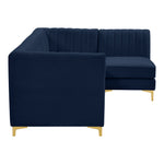 Alina 91" Velvet Upholstered 4pc. Modular Sectional in Navy