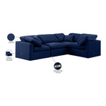 Indulge 105" Velvet Upholstered 4pc. Modular Sectional in Navy