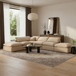 Indulge 140" Velvet Upholstered 6pc. Modular Sectional in Beige