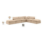 Indulge 140" Velvet Upholstered 6pc. Modular Sectional in Beige