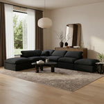 Indulge 140" Velvet Upholstered 6pc. Modular Sectional in Black