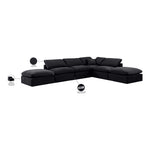 Indulge 140" Velvet Upholstered 6pc. Modular Sectional in Black