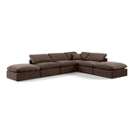 Indulge 140" Velvet Upholstered 6pc. Modular Sectional in Brown