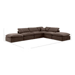Indulge 140" Velvet Upholstered 6pc. Modular Sectional in Brown