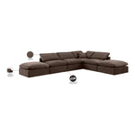 Indulge 140" Velvet Upholstered 6pc. Modular Sectional in Brown