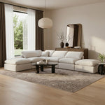 Indulge 140" Velvet Upholstered 6pc. Modular Sectional in Cream