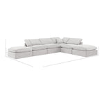 Indulge 140" Velvet Upholstered 6pc. Modular Sectional in Cream