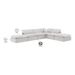 Indulge 140" Velvet Upholstered 6pc. Modular Sectional in Cream