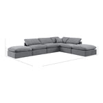 Indulge 140" Velvet Upholstered 6pc. Modular Sectional in Grey