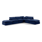 Indulge 140" Velvet Upholstered 6pc. Modular Sectional in Navy
