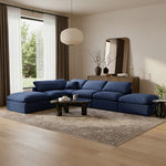 Indulge 140" Velvet Upholstered 6pc. Modular Sectional in Navy