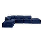 Indulge 140" Velvet Upholstered 6pc. Modular Sectional in Navy