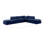Indulge 140" Velvet Upholstered 6pc. Modular Sectional in Navy