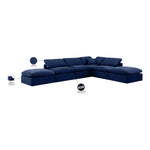 Indulge 140" Velvet Upholstered 6pc. Modular Sectional in Navy