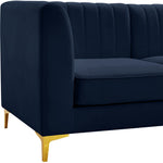 Alina 91" Velvet Upholstered 4pc. Modular Sectional in Navy