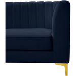 Alina 91" Velvet Upholstered 4pc. Modular Sectional in Navy