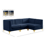 Alina 91" Velvet Upholstered 4pc. Modular Sectional in Navy