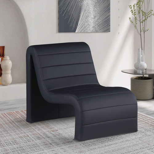 Ivy Vegan Leather Upholstered Accent Chair in Black