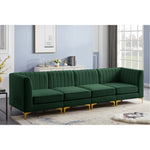 Alina 116.5" Velvet Upholstered 4pc. Modular Sofa in Green