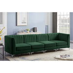 Alina 116.5" Velvet Upholstered 4pc. Modular Sofa in Green