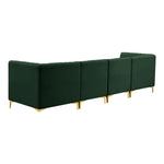 Alina 116.5" Velvet Upholstered 4pc. Modular Sofa in Green