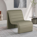 Ivy Vegan Leather Upholstered Accent Chair in Olive