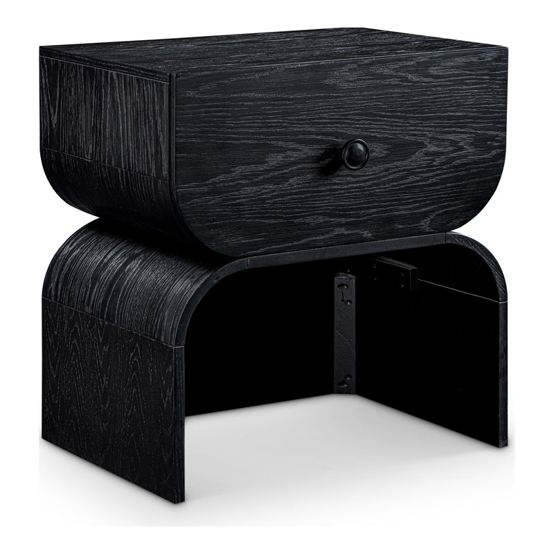 Jace Oak Veneer Nightstand in Black