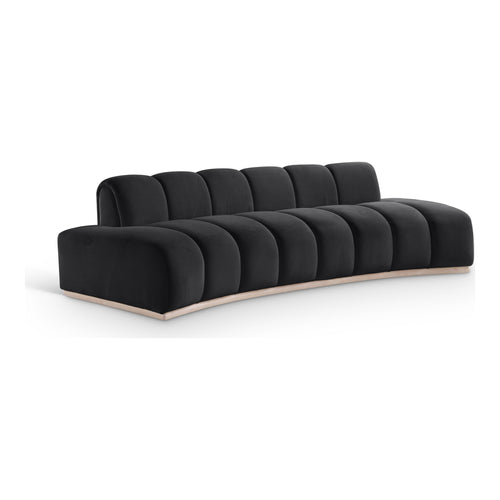 Jace 106" Velvet Upholstered Sofa in Black