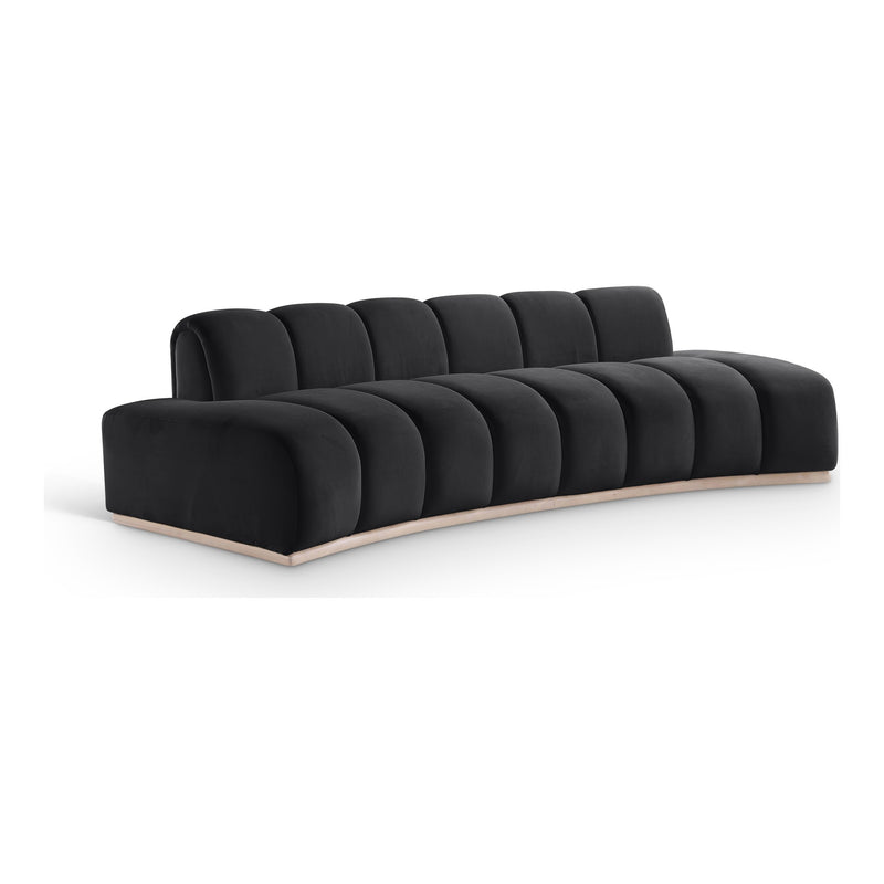 Jace 106" Velvet Upholstered Sofa in Black