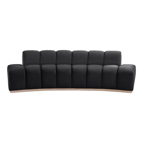 Jace 106" Velvet Upholstered Sofa in Black