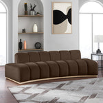Jace 106" Velvet Upholstered Sofa in Brown