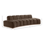 Jace 106" Velvet Upholstered Sofa in Brown