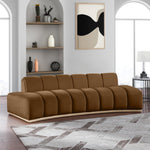 Jace 106" Velvet Upholstered Sofa in Saddle