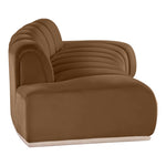 Jace 106" Velvet Upholstered Sofa in Saddle