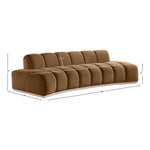 Jace 106" Velvet Upholstered Sofa in Saddle