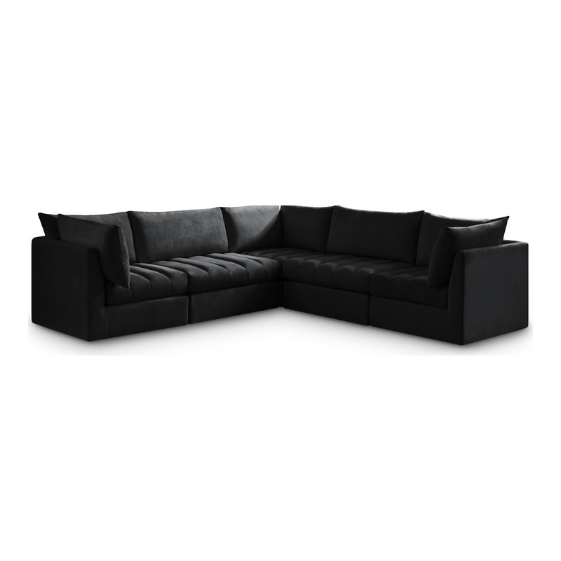 Jacob 103" Velvet Upholstered 5pc. Modular Sectional in Black