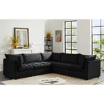 Jacob 103" Velvet Upholstered 5pc. Modular Sectional in Black