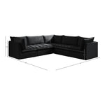 Jacob 103" Velvet Upholstered 5pc. Modular Sectional in Black