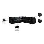 Jacob 103" Velvet Upholstered 5pc. Modular Sectional in Black