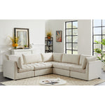 Jacob 103" Velvet Upholstered 5pc. Modular Sectional in Cream