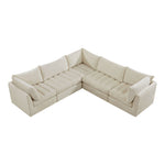 Jacob 103" Velvet Upholstered 5pc. Modular Sectional in Cream